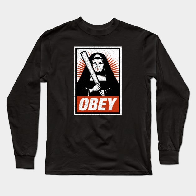 OBEY - Nun - Distressed Long Sleeve T-Shirt by Barn Shirt USA